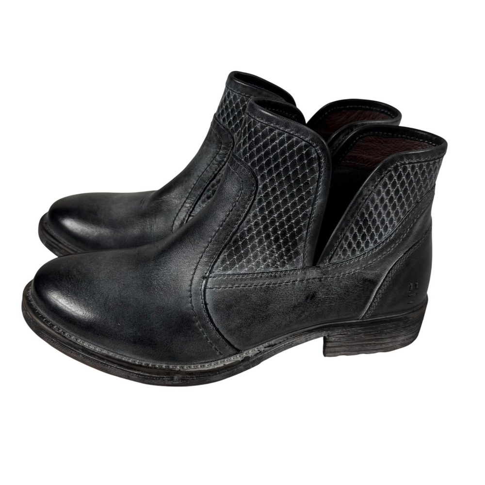 Roan Womens 7.5 Gossip Ankle Boots Black Leather Distressed Boho Western Bootie